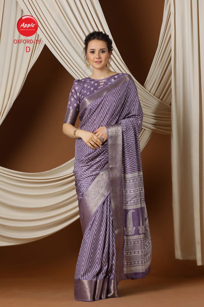 Oxford 19 By Apple Jacquard Border Printed Sarees Wholesalers In Delhi
